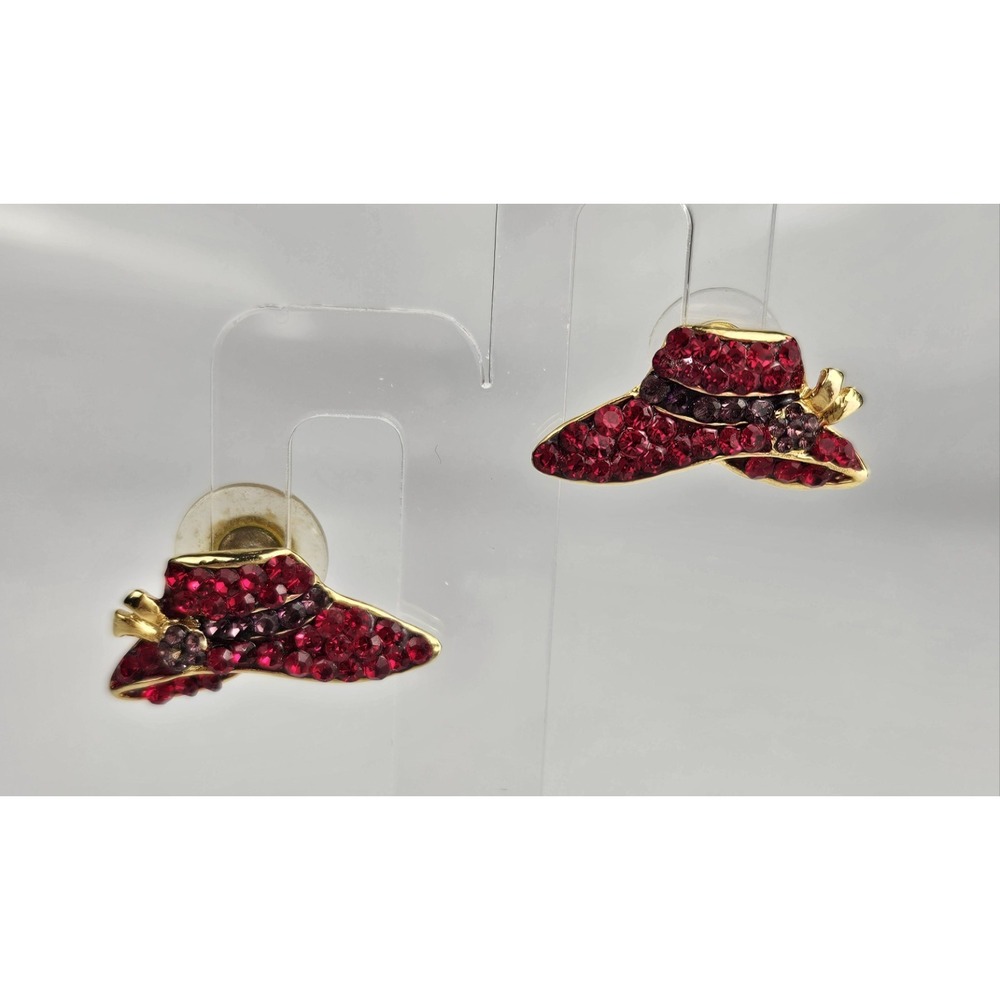 Vintage Scarlett O'Hara‎ Earrings Red Hat Society Shiny Red Rhinestones